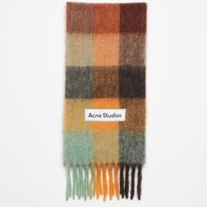 ACNE STUDIOS Brown & Yellow Mohair Checked Scarf